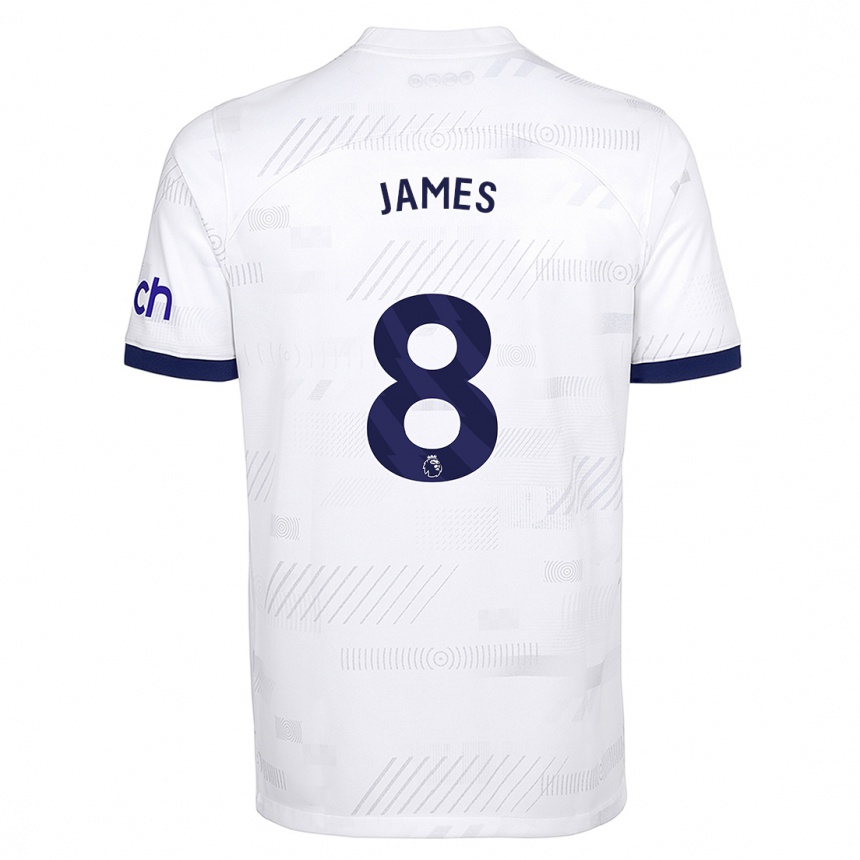 Hombre Fútbol Camiseta Angharad James #8 Blanco 1ª Equipación 2023/24 Perú