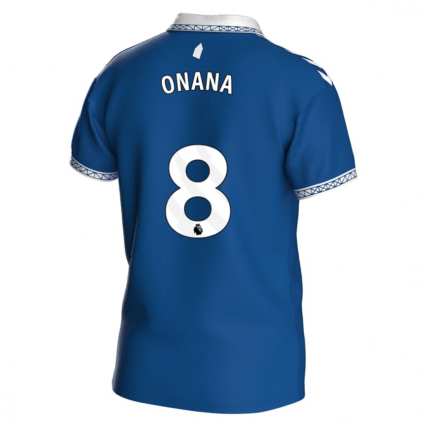 Hombre Fútbol Camiseta Amadou Onana #8 Azul Real 1ª Equipación 2023/24 Perú