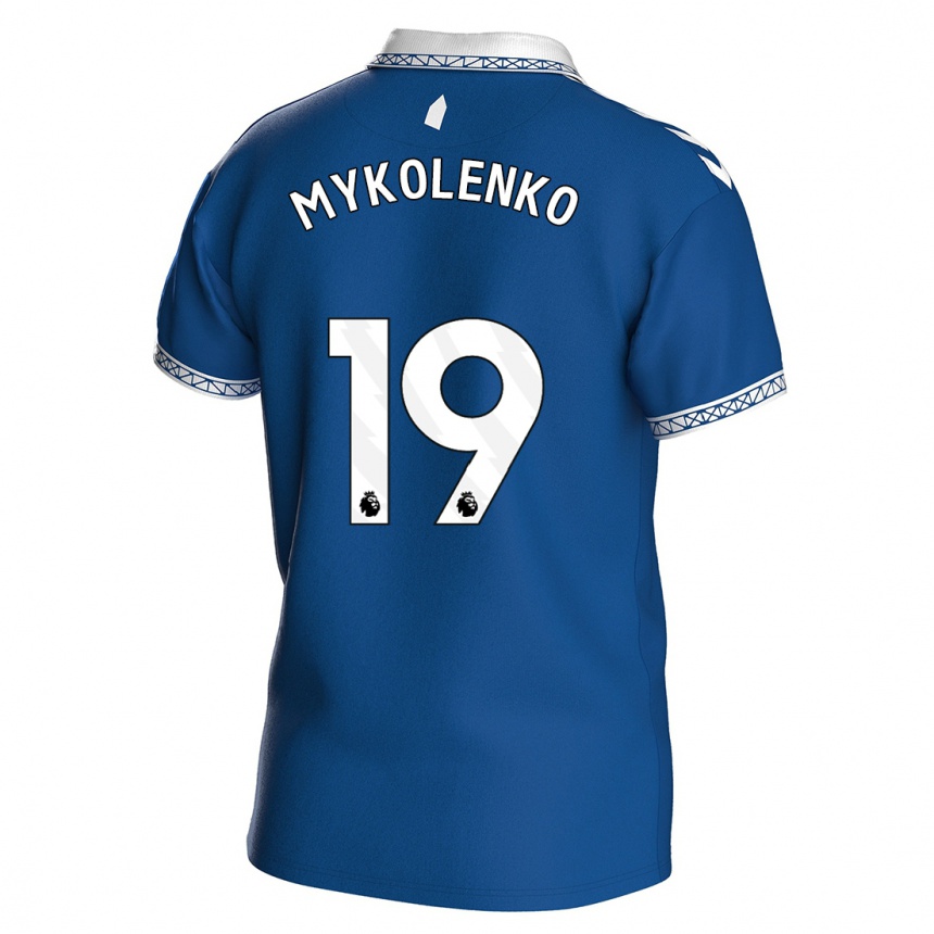 Hombre Fútbol Camiseta Vitaliy Mykolenko #19 Azul Real 1ª Equipación 2023/24 Perú