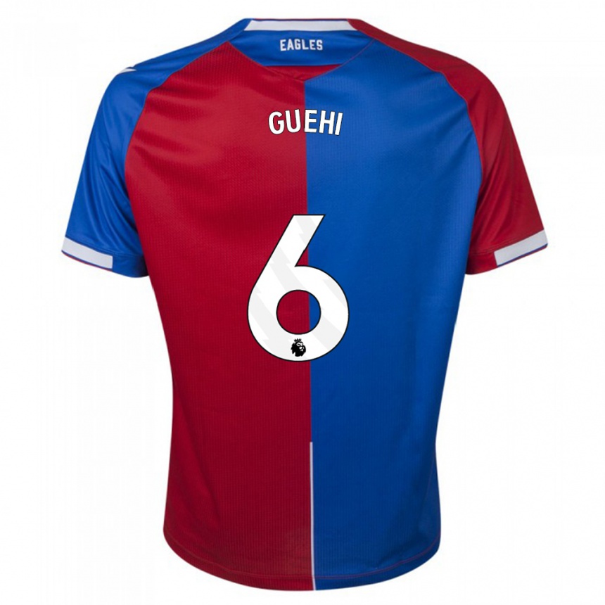 Hombre Fútbol Camiseta Marc Guehi #6 Rojo Azul 1ª Equipación 2023/24 Perú