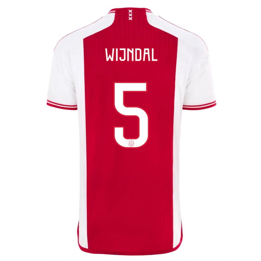 Hombre Fútbol Camiseta Owen Wijndal #5 Rojo Blanco 1ª Equipación 2023/24 Perú