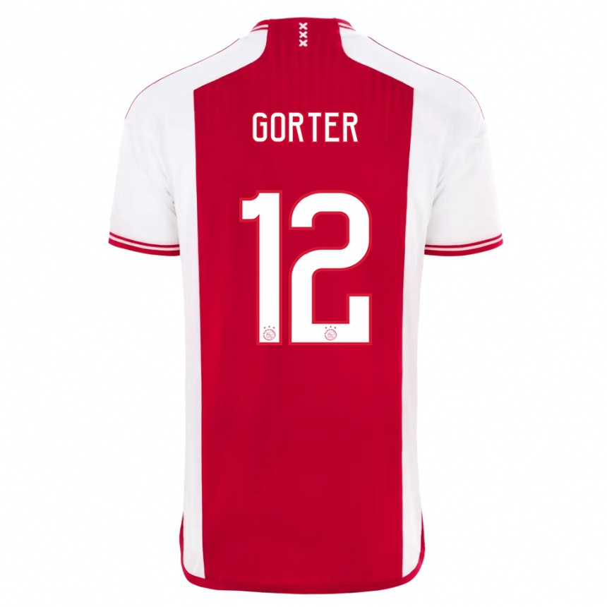 Hombre Fútbol Camiseta Jay Gorter #12 Rojo Blanco 1ª Equipación 2023/24 Perú