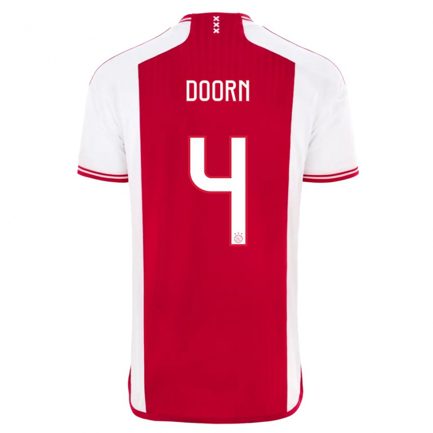 Hombre Fútbol Camiseta Lisa Doorn #4 Rojo Blanco 1ª Equipación 2023/24 Perú