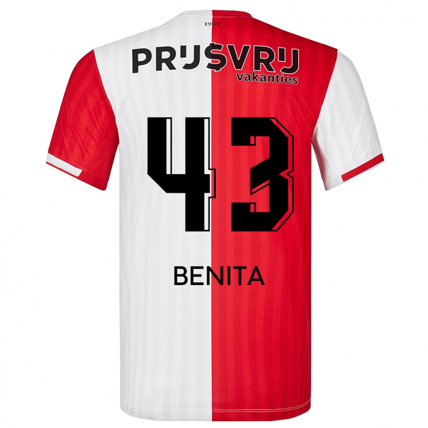 Hombre Fútbol Camiseta Mimeirhel Benita #43 Rojo Blanco 1ª Equipación 2023/24 Perú