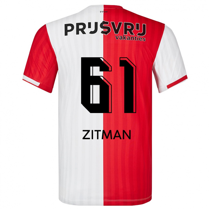 Hombre Fútbol Camiseta Sven Zitman #61 Rojo Blanco 1ª Equipación 2023/24 Perú