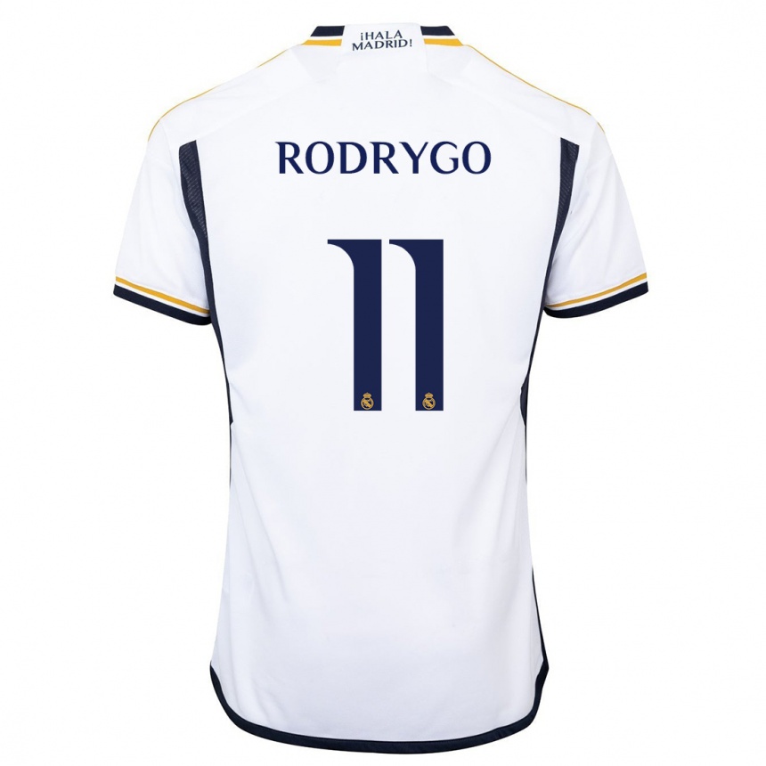 Hombre Fútbol Camiseta Rodrygo #11 Blanco 1ª Equipación 2023/24 Perú