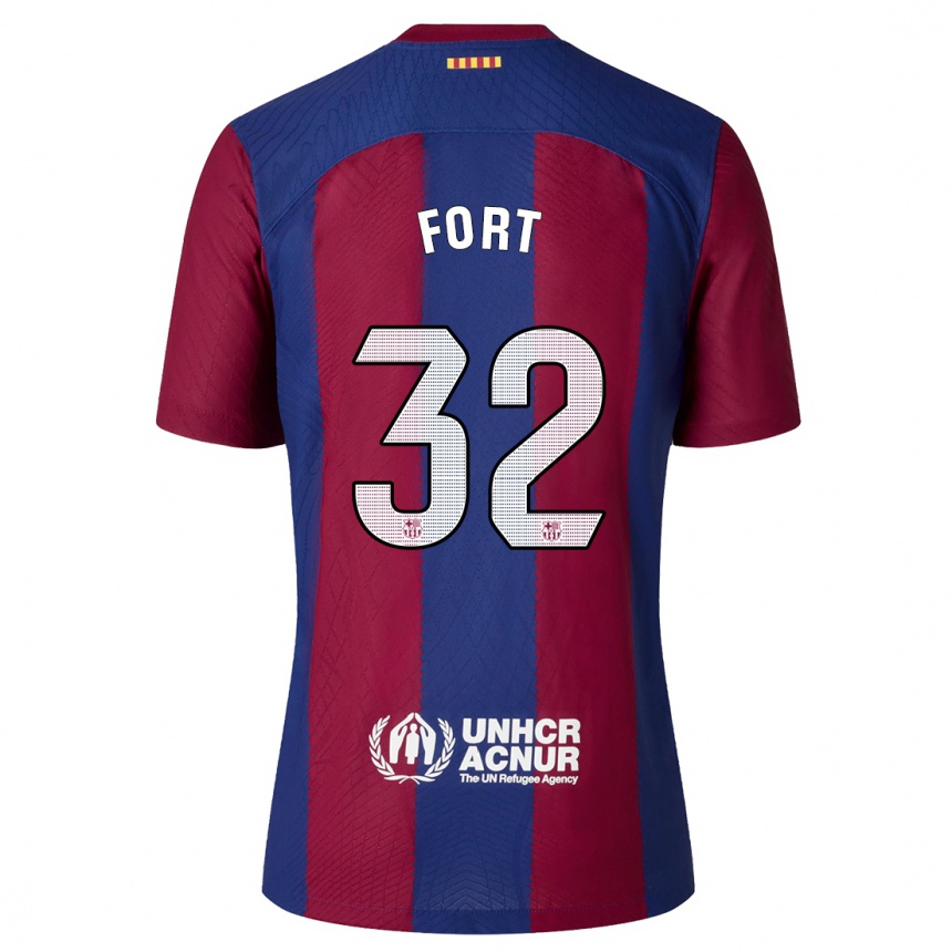 Hombre Fútbol Camiseta Héctor Fort #32 Rojo Azul 1ª Equipación 2023/24 Perú