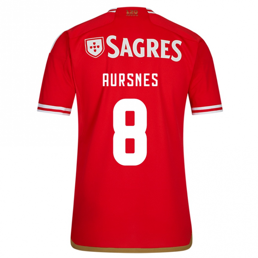 Hombre Fútbol Camiseta Fredrik Aursnes #8 Rojo 1ª Equipación 2023/24 Perú