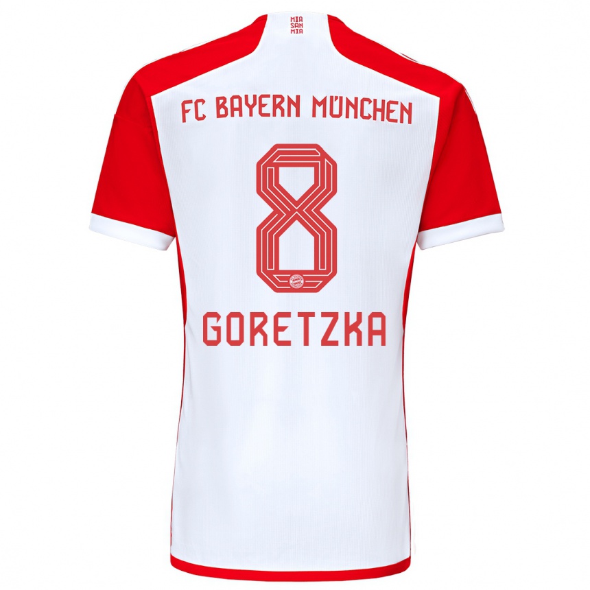 Hombre Fútbol Camiseta Leon Goretzka #8 Rojo Blanco 1ª Equipación 2023/24 Perú