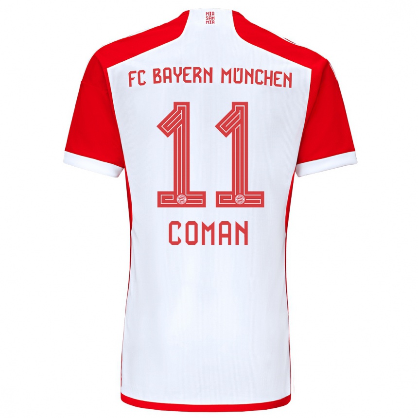 Hombre Fútbol Camiseta Kingsley Coman #11 Rojo Blanco 1ª Equipación 2023/24 Perú