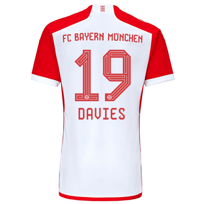 Hombre Fútbol Camiseta Alphonso Davies #19 Rojo Blanco 1ª Equipación 2023/24 Perú