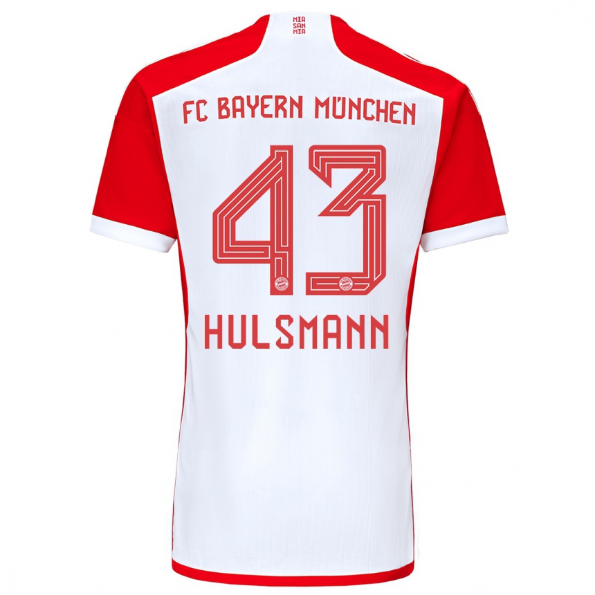 Hombre Fútbol Camiseta Tom Hulsmann #43 Rojo Blanco 1ª Equipación 2023/24 Perú