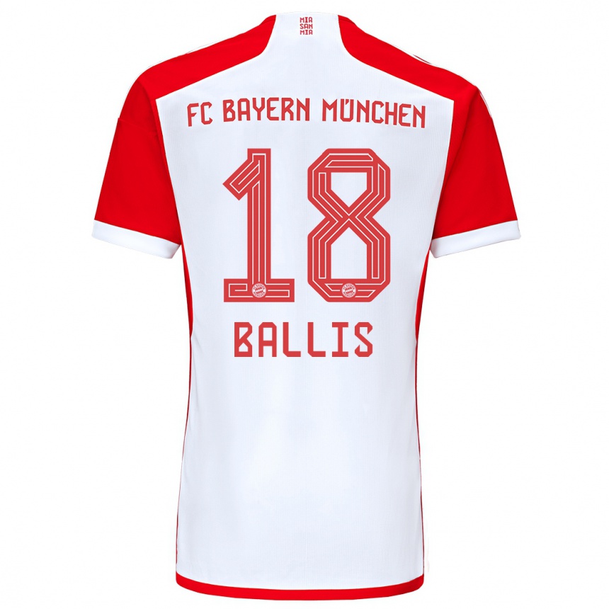 Hombre Fútbol Camiseta Benjamin Ballis #18 Rojo Blanco 1ª Equipación 2023/24 Perú