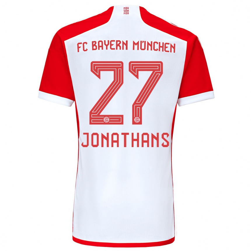 Hombre Fútbol Camiseta David Jonathans #27 Rojo Blanco 1ª Equipación 2023/24 Perú