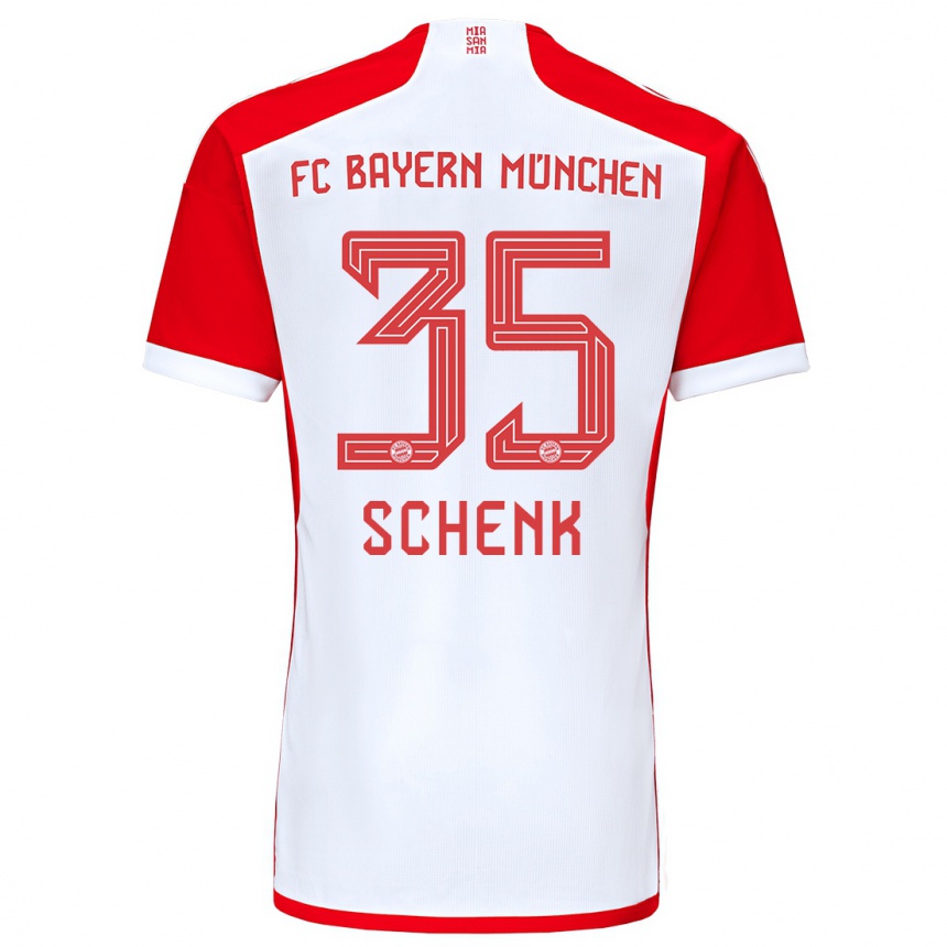 Hombre Fútbol Camiseta Johannes Schenk #35 Rojo Blanco 1ª Equipación 2023/24 Perú