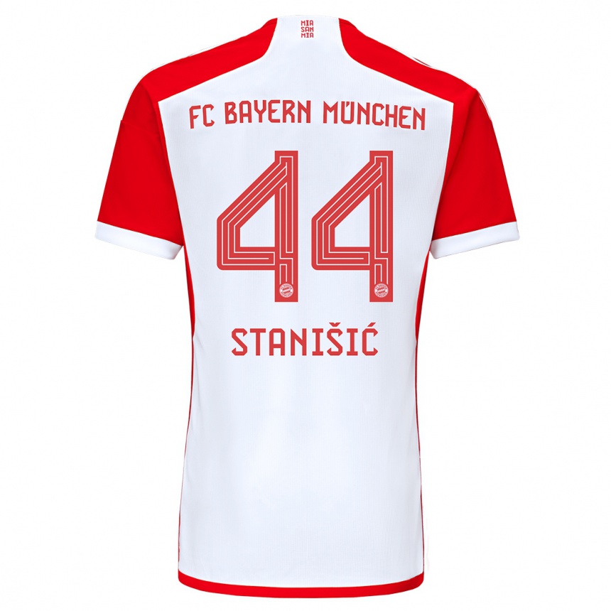 Hombre Fútbol Camiseta Josip Stanisic #44 Rojo Blanco 1ª Equipación 2023/24 Perú