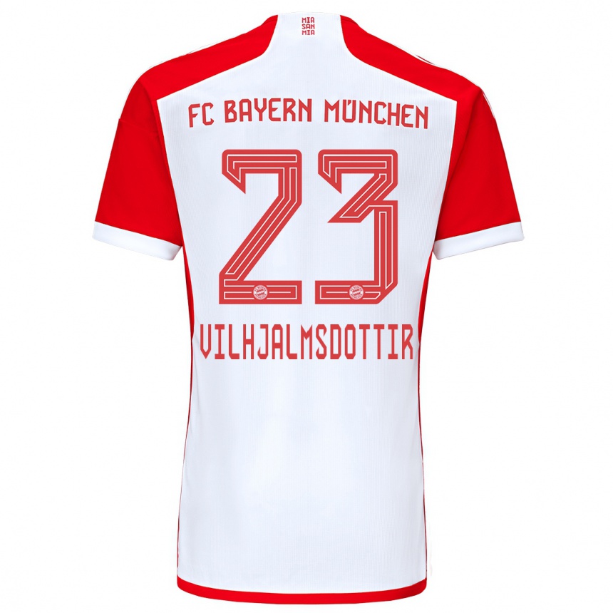 Hombre Fútbol Camiseta Karolina Lea Vilhjalmsdottir #23 Rojo Blanco 1ª Equipación 2023/24 Perú