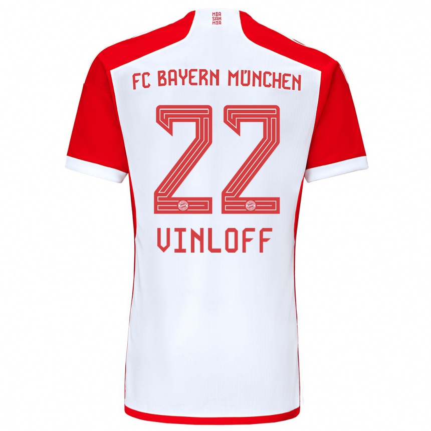 Hombre Fútbol Camiseta Matteo Vinloff #22 Rojo Blanco 1ª Equipación 2023/24 Perú