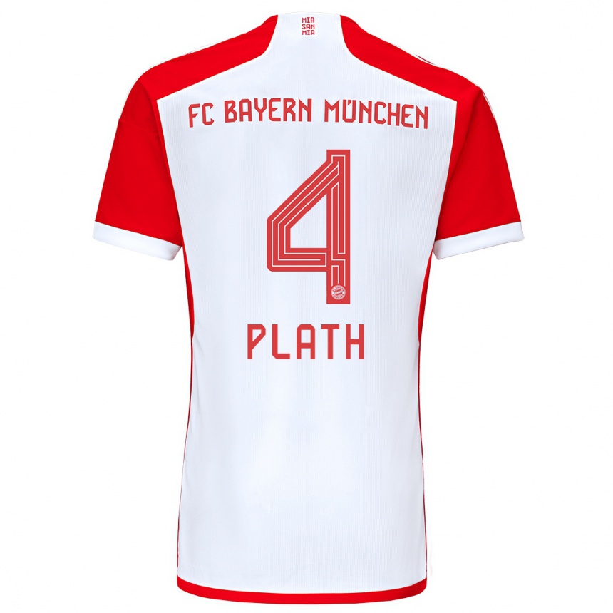 Hombre Fútbol Camiseta Max Plath #4 Rojo Blanco 1ª Equipación 2023/24 Perú