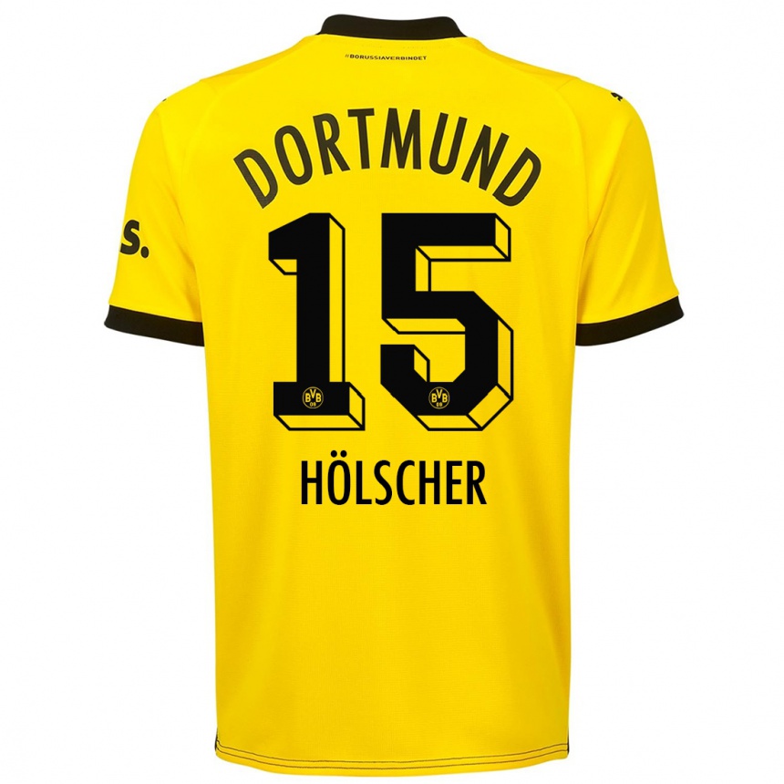 Hombre Fútbol Camiseta Mats Hölscher #15 Amarillo 1ª Equipación 2023/24 Perú