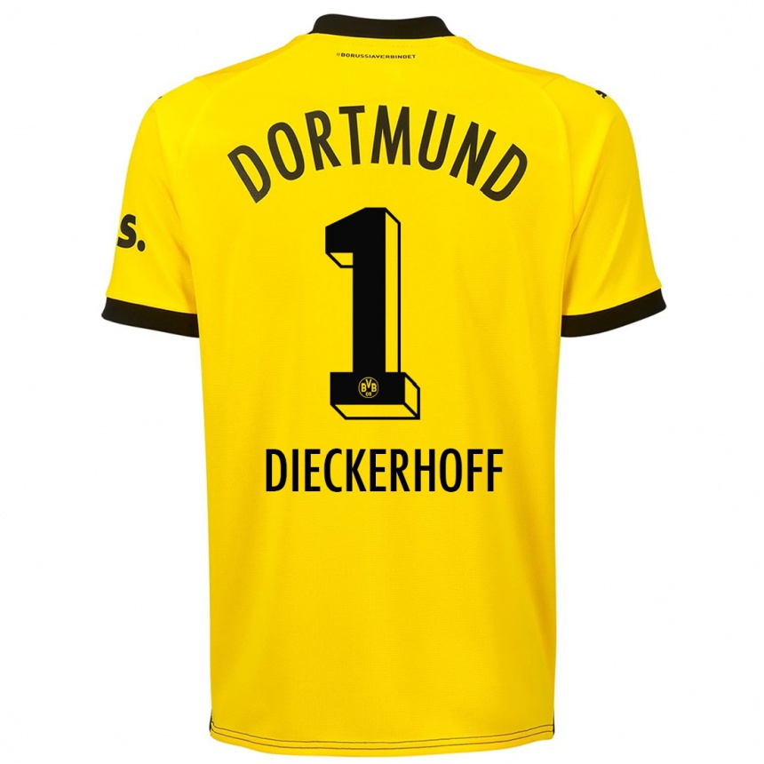 Hombre Fútbol Camiseta Max Dieckerhoff #1 Amarillo 1ª Equipación 2023/24 Perú