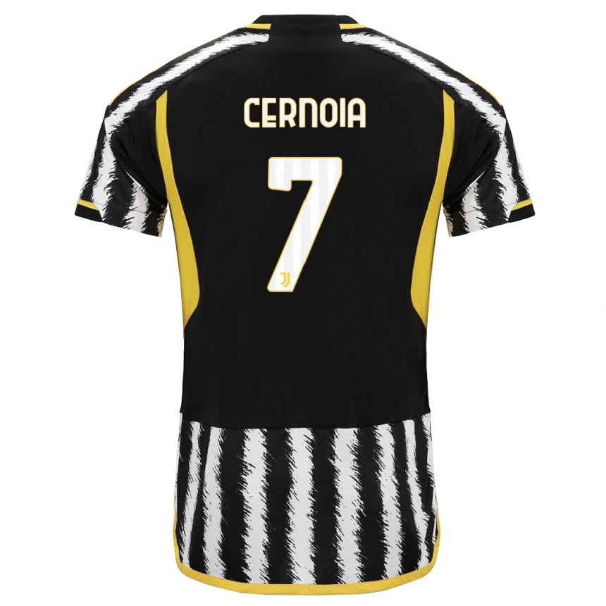 Hombre Fútbol Camiseta Valentina Cernoia #7 Blanco Negro 1ª Equipación 2023/24 Perú