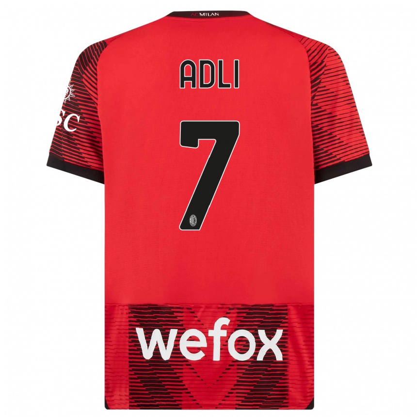 Hombre Fútbol Camiseta Yacine Adli #7 Negro Rojo 1ª Equipación 2023/24 Perú