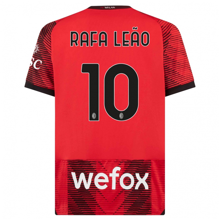 Hombre Fútbol Camiseta Rafael Leao #10 Negro Rojo 1ª Equipación 2023/24 Perú