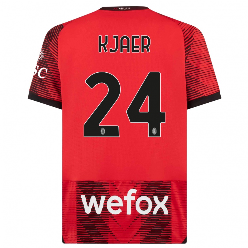 Hombre Fútbol Camiseta Simon Kjaer #24 Negro Rojo 1ª Equipación 2023/24 Perú