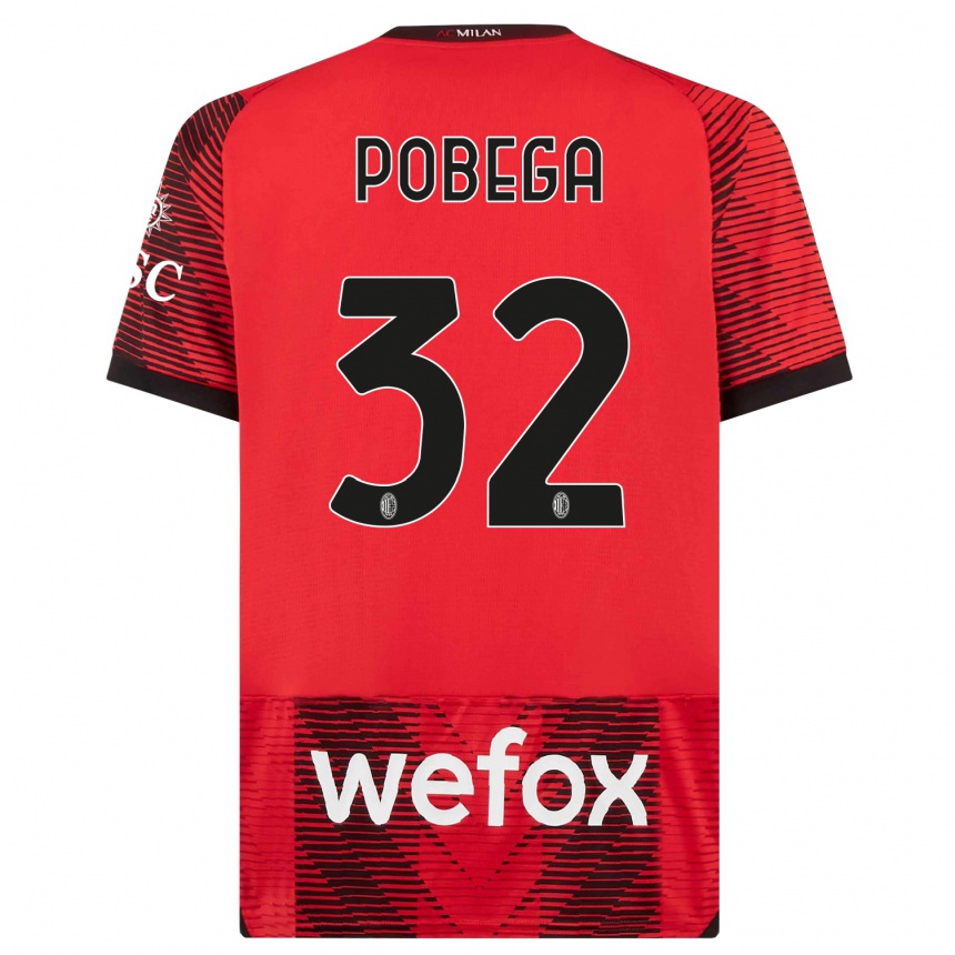 Hombre Fútbol Camiseta Tommaso Pobega #32 Negro Rojo 1ª Equipación 2023/24 Perú