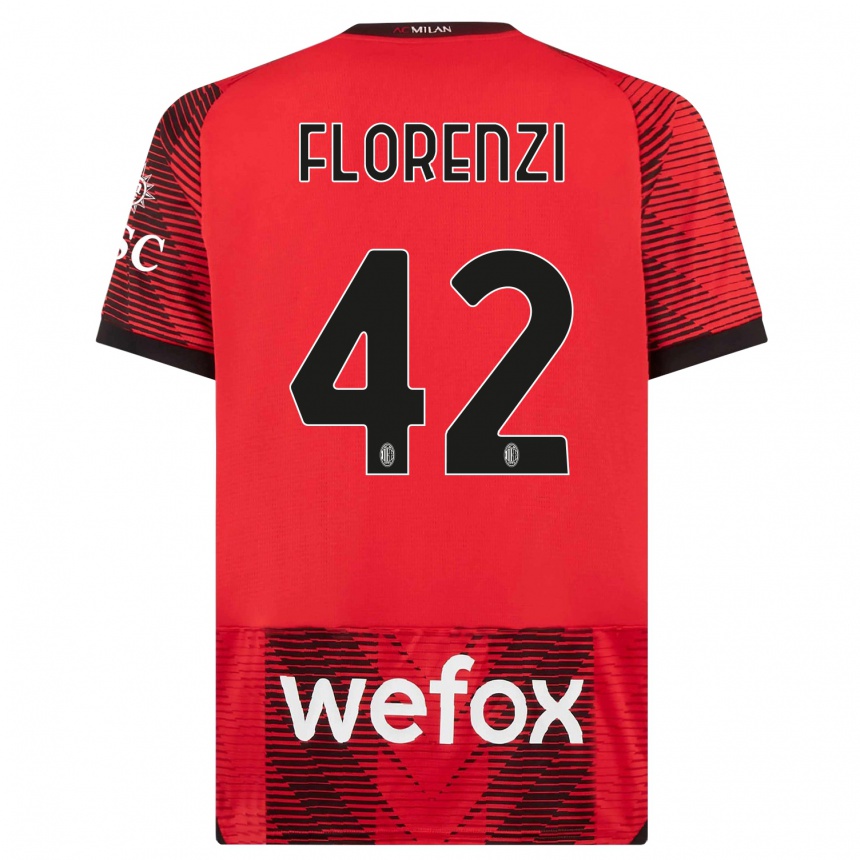 Hombre Fútbol Camiseta Alessandro Florenzi #42 Negro Rojo 1ª Equipación 2023/24 Perú