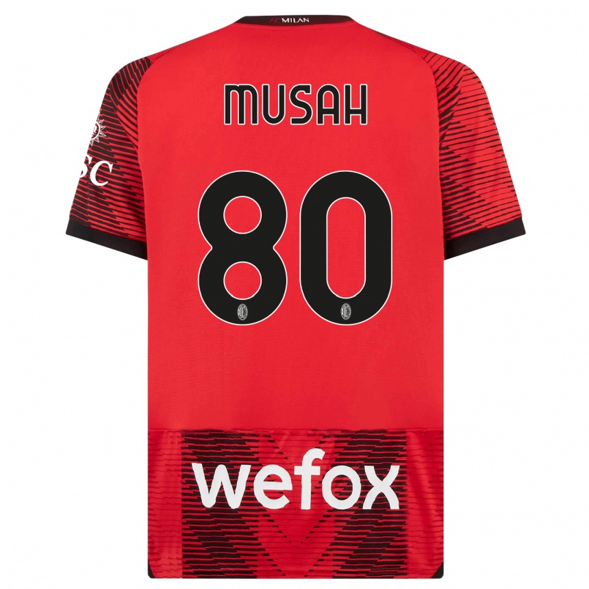 Hombre Fútbol Camiseta Yunus Musah #80 Negro Rojo 1ª Equipación 2023/24 Perú