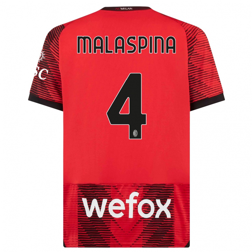 Hombre Fútbol Camiseta Mattia Malaspina #4 Negro Rojo 1ª Equipación 2023/24 Perú