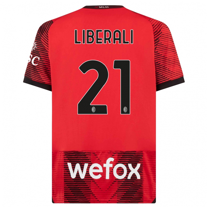 Hombre Fútbol Camiseta Mattia Liberali #21 Negro Rojo 1ª Equipación 2023/24 Perú