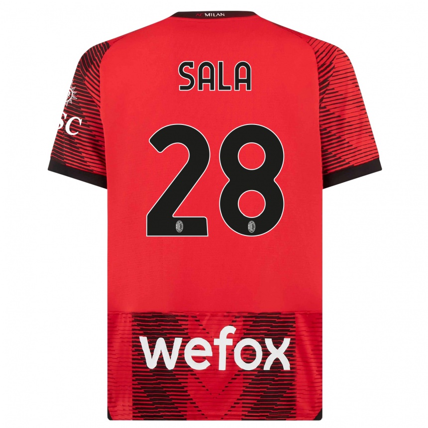 Hombre Fútbol Camiseta Emanuele Sala #28 Negro Rojo 1ª Equipación 2023/24 Perú