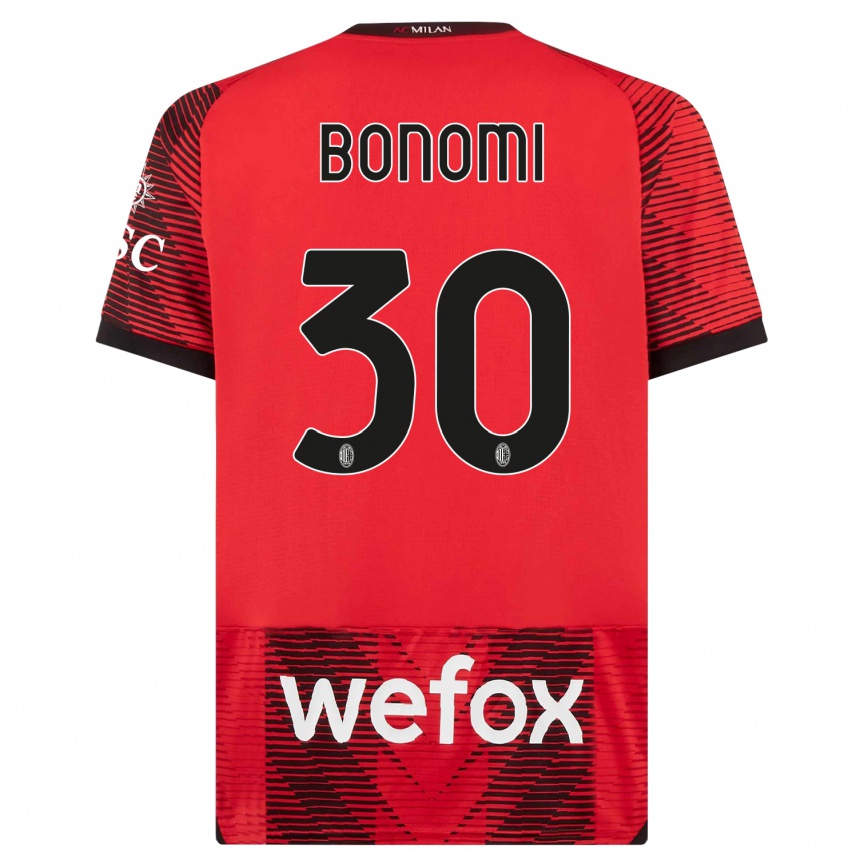 Hombre Fútbol Camiseta Alessandro Bonomi #30 Negro Rojo 1ª Equipación 2023/24 Perú