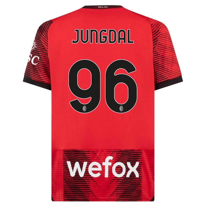 Hombre Fútbol Camiseta Andreas Jungdal #96 Negro Rojo 1ª Equipación 2023/24 Perú