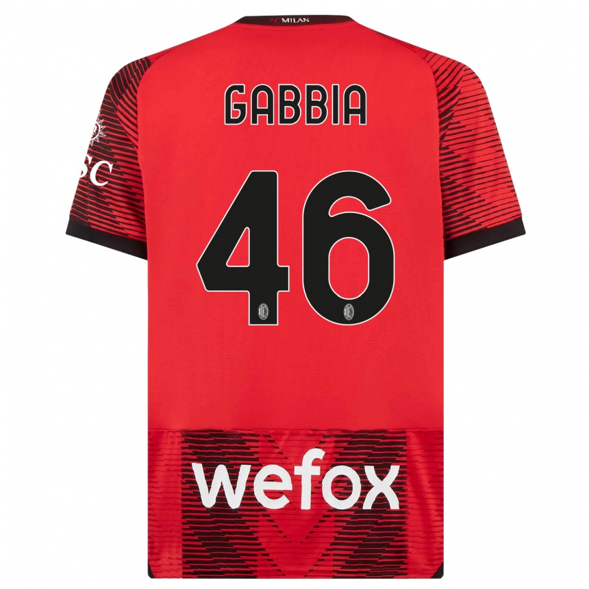 Hombre Fútbol Camiseta Matteo Gabbia #46 Negro Rojo 1ª Equipación 2023/24 Perú