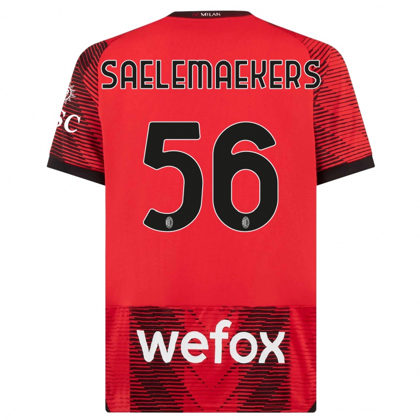 Hombre Fútbol Camiseta Alexis Saelemaekers #56 Negro Rojo 1ª Equipación 2023/24 Perú