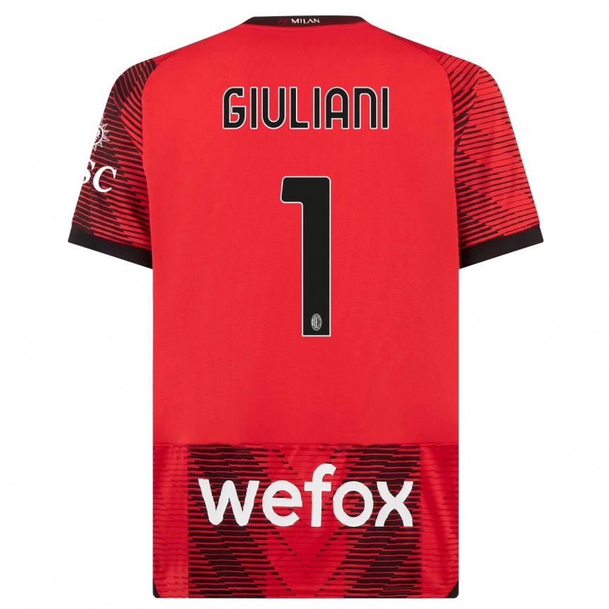 Hombre Fútbol Camiseta Laura Giuliani #1 Negro Rojo 1ª Equipación 2023/24 Perú