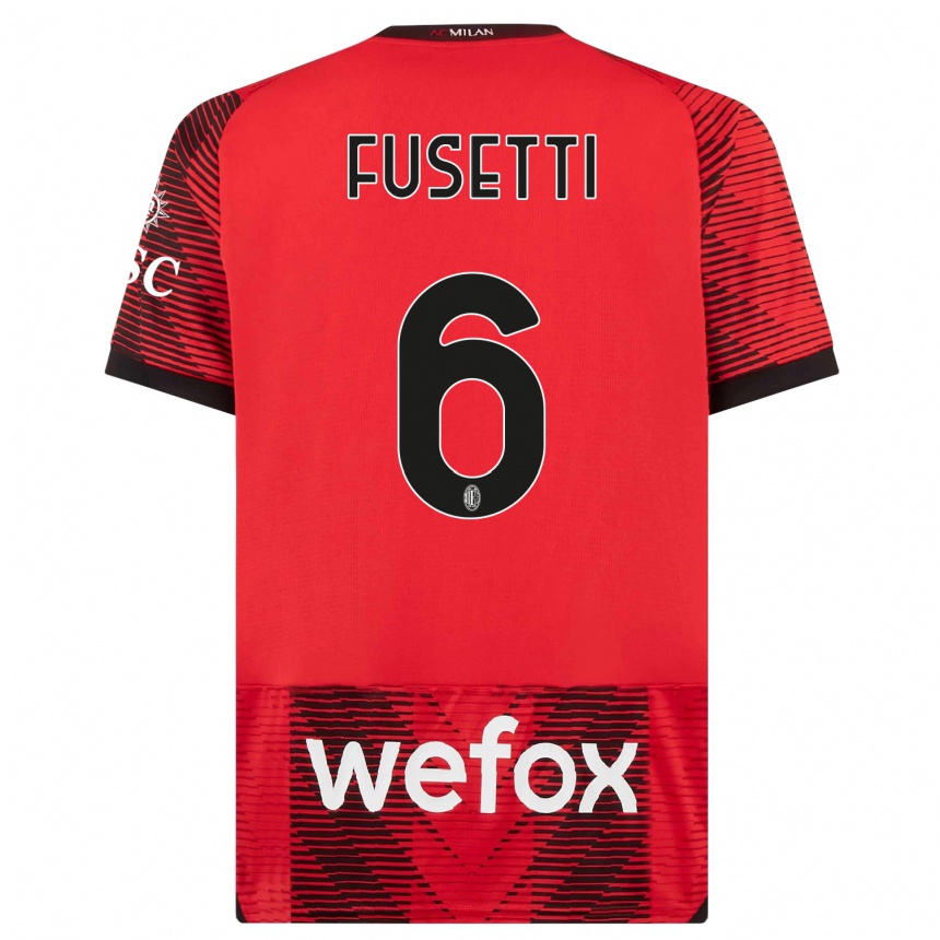 Hombre Fútbol Camiseta Laura Fusetti #6 Negro Rojo 1ª Equipación 2023/24 Perú