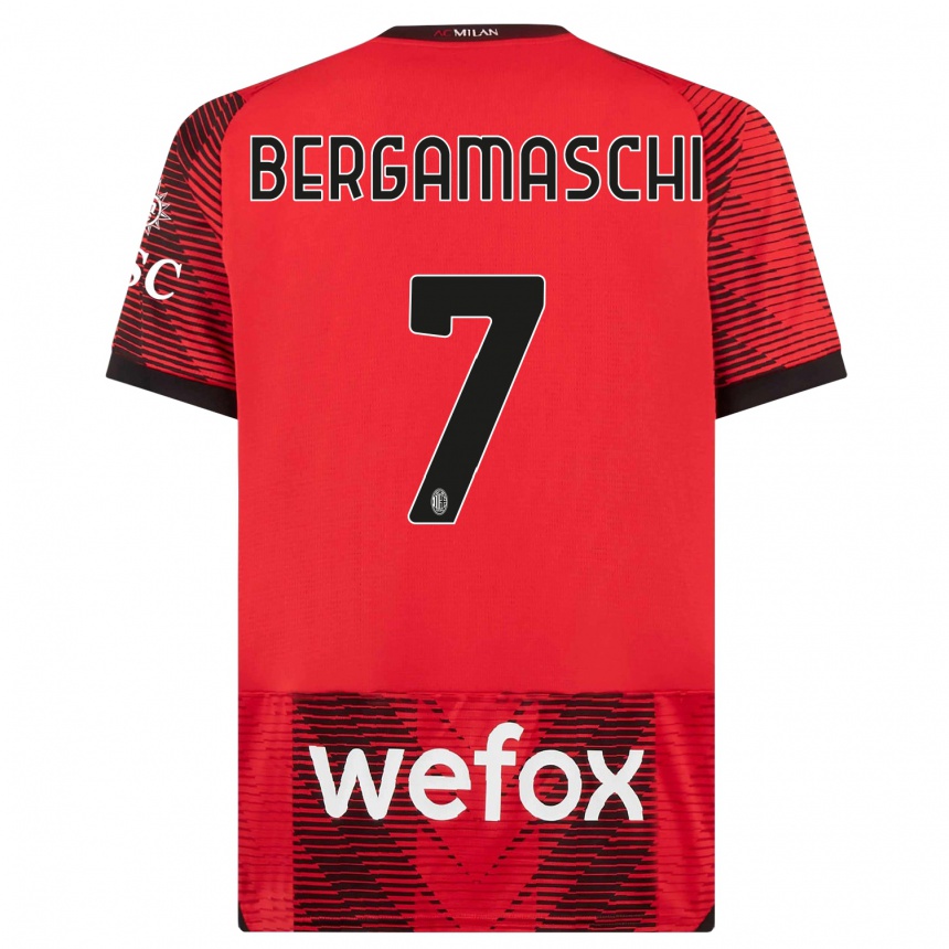 Hombre Fútbol Camiseta Valentina Bergamaschi #7 Negro Rojo 1ª Equipación 2023/24 Perú