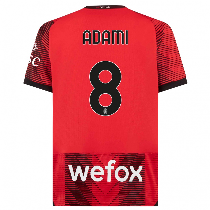 Hombre Fútbol Camiseta Greta Adami #8 Negro Rojo 1ª Equipación 2023/24 Perú