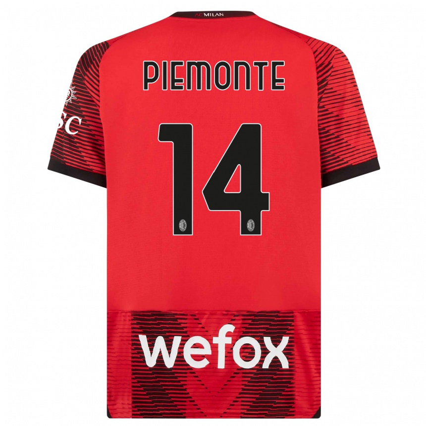 Hombre Fútbol Camiseta Martina Piemonte #14 Negro Rojo 1ª Equipación 2023/24 Perú