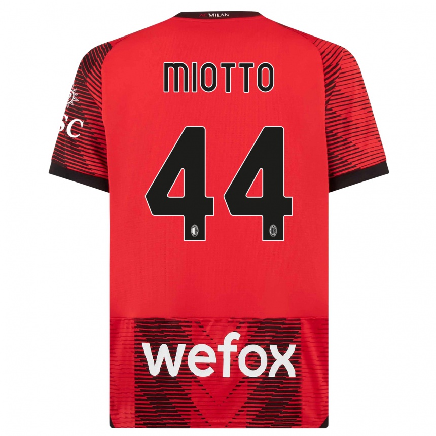 Hombre Fútbol Camiseta Giorgia Miotto #44 Negro Rojo 1ª Equipación 2023/24 Perú