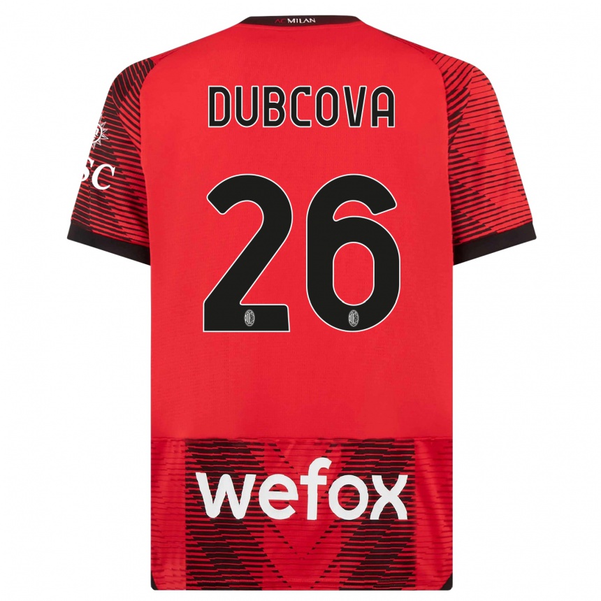 Hombre Fútbol Camiseta Michaela Dubcova #26 Negro Rojo 1ª Equipación 2023/24 Perú