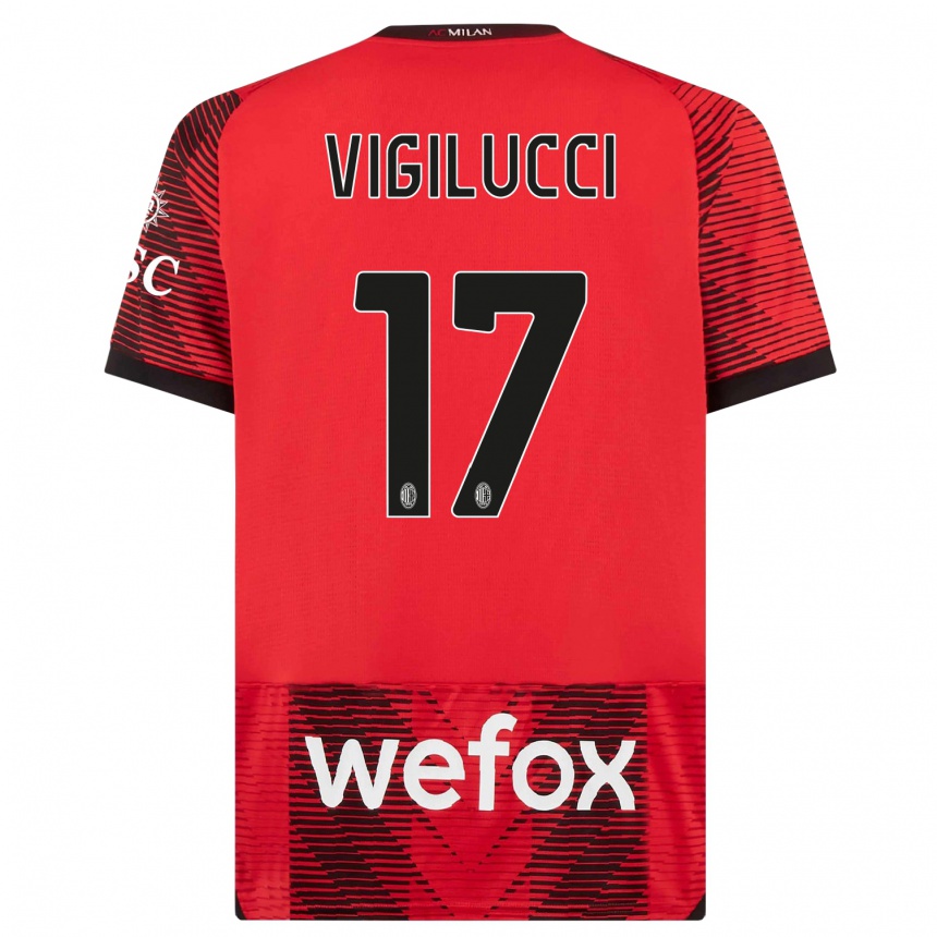 Hombre Fútbol Camiseta Valery Vigilucci #17 Negro Rojo 1ª Equipación 2023/24 Perú