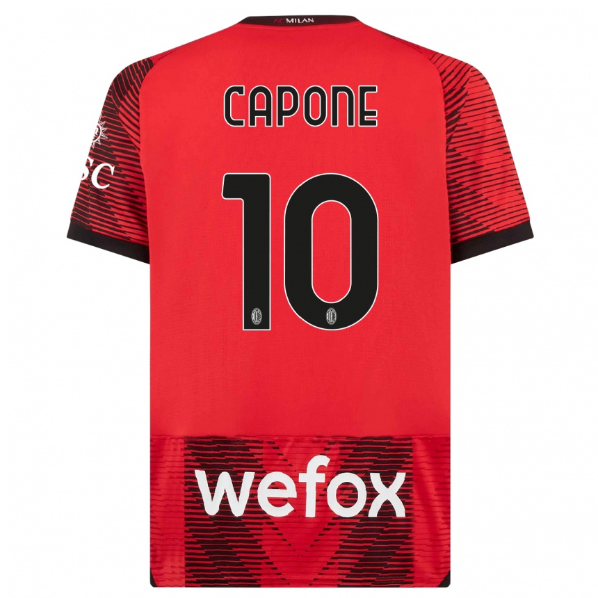 Hombre Fútbol Camiseta Andrea Capone #10 Negro Rojo 1ª Equipación 2023/24 Perú