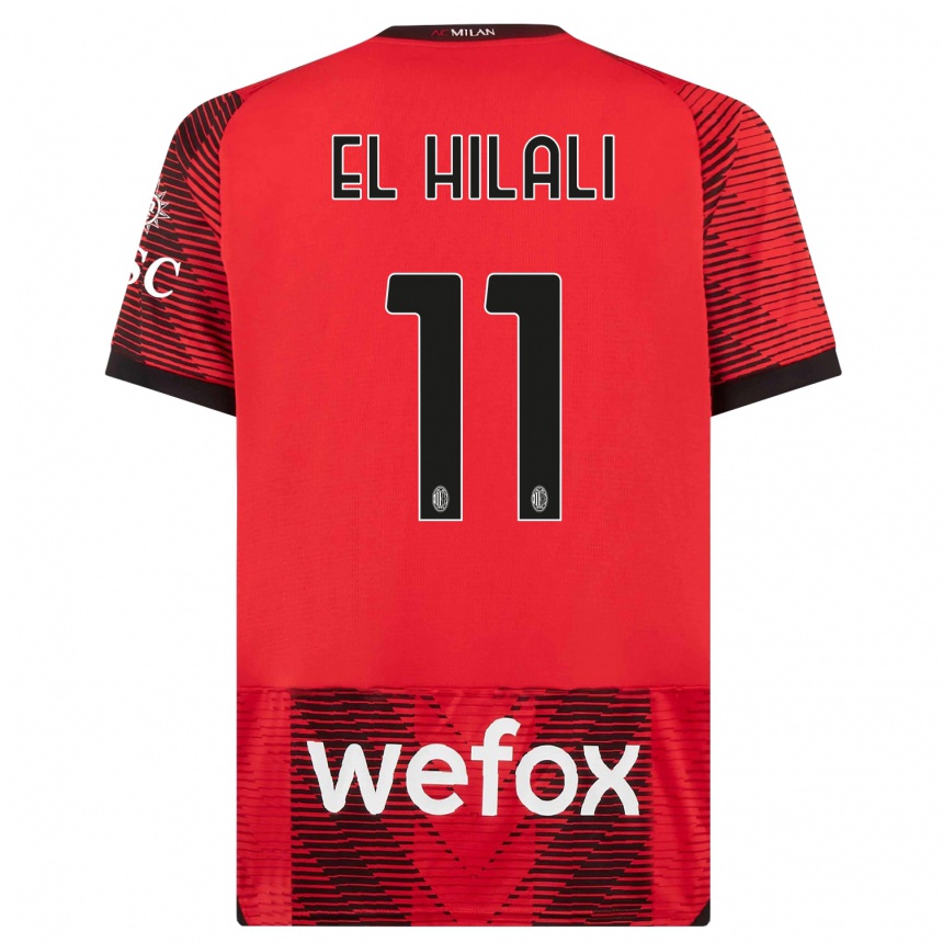 Hombre Fútbol Camiseta Youns El Hilali #11 Negro Rojo 1ª Equipación 2023/24 Perú