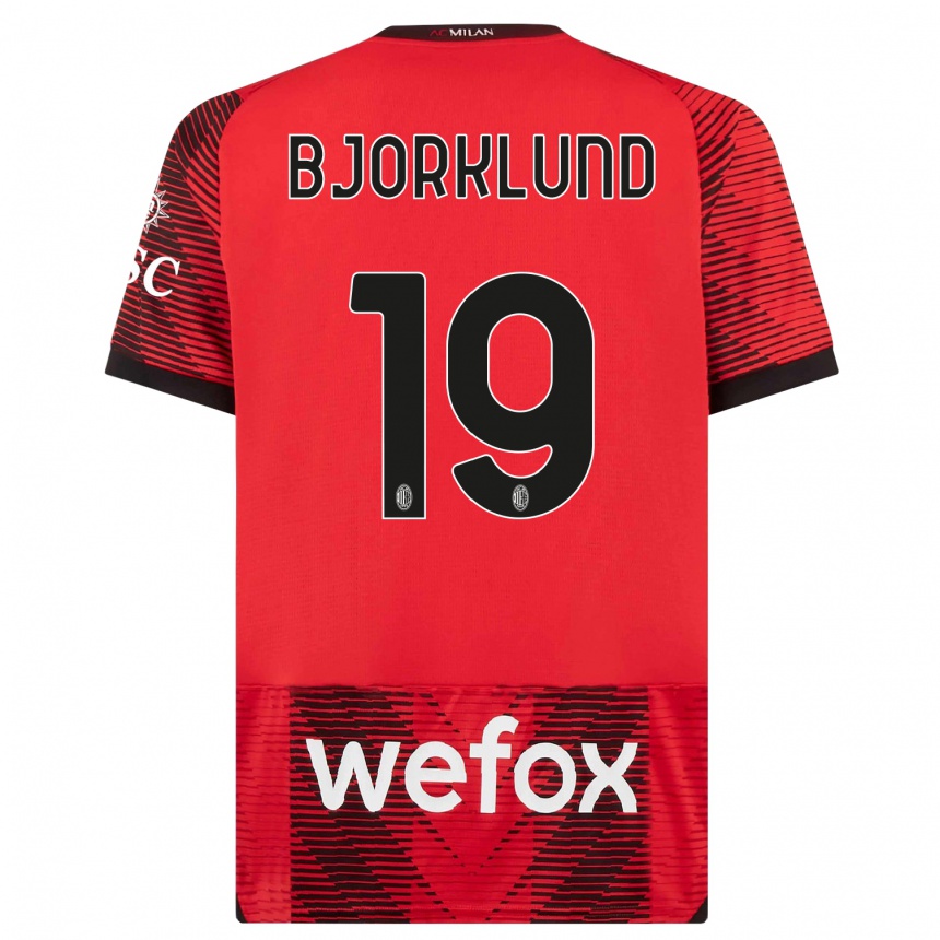 Hombre Fútbol Camiseta Lukas Bjorklund #19 Negro Rojo 1ª Equipación 2023/24 Perú